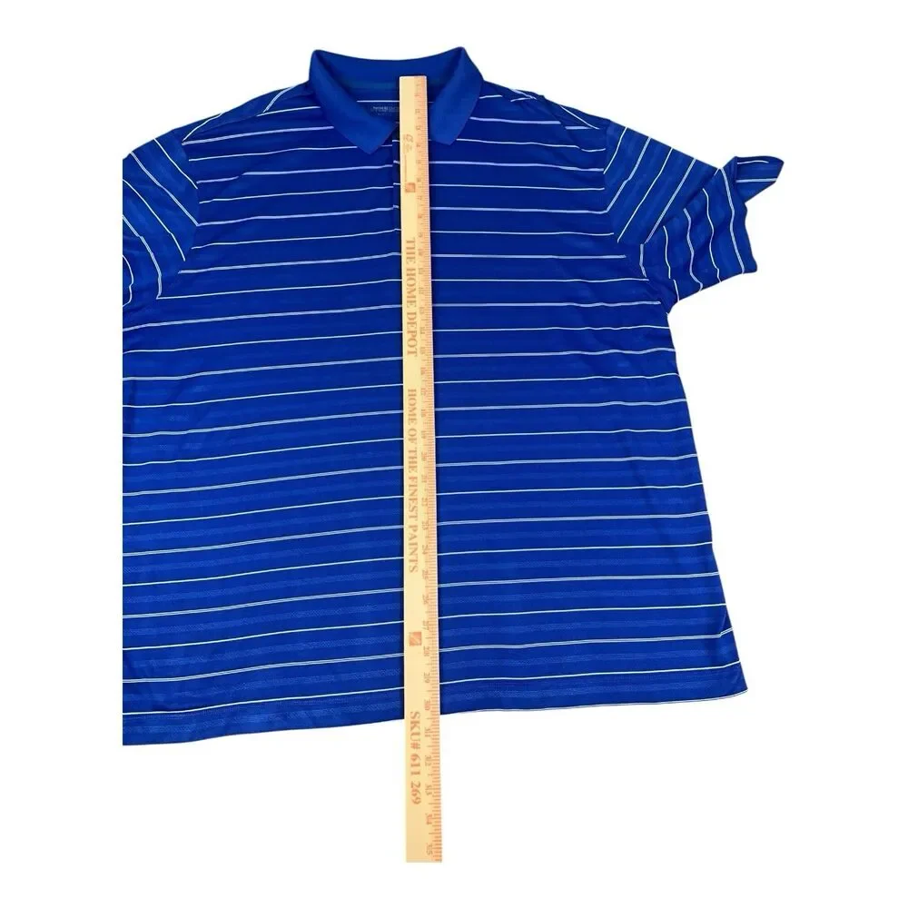 Nike Dri Fit Golf Polo Shirt, Blue Striped, Moisture Wicking, Men's Size 2XL